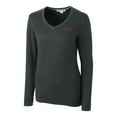 thumbnail image 2 of Women's Cutter & Buck Heather Charcoal Texas Tech Red Raiders Lakemont Tri-Blend V-Neck Pullover Sweater, 2 of 3