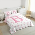 thumbnail image 3 of Castle Fairy Personalized Initial Girl 3 Pieces Queen Comforter Set,Kawaii Bowknot Ultra Soft Bedding Sets,Pink White Bedding Comforter Set,Microfiber Bedroom Decor, 3 of 8