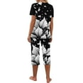 thumbnail image 5 of Sdeycui Womens Capri Pajama Sets Summer V Neck Short Sleeve With Capri Pants With Pockets 2 Piece Lounge Set, 5 of 6