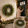 thumbnail image 4 of Kuokaa Christmas Berry Pine Wreath, 17.72 x 17.72 in Green Artificial Pine and Red Berry Door Wreath, Holiday Front Door Window Wall Fireplace Decor, 4 of 7