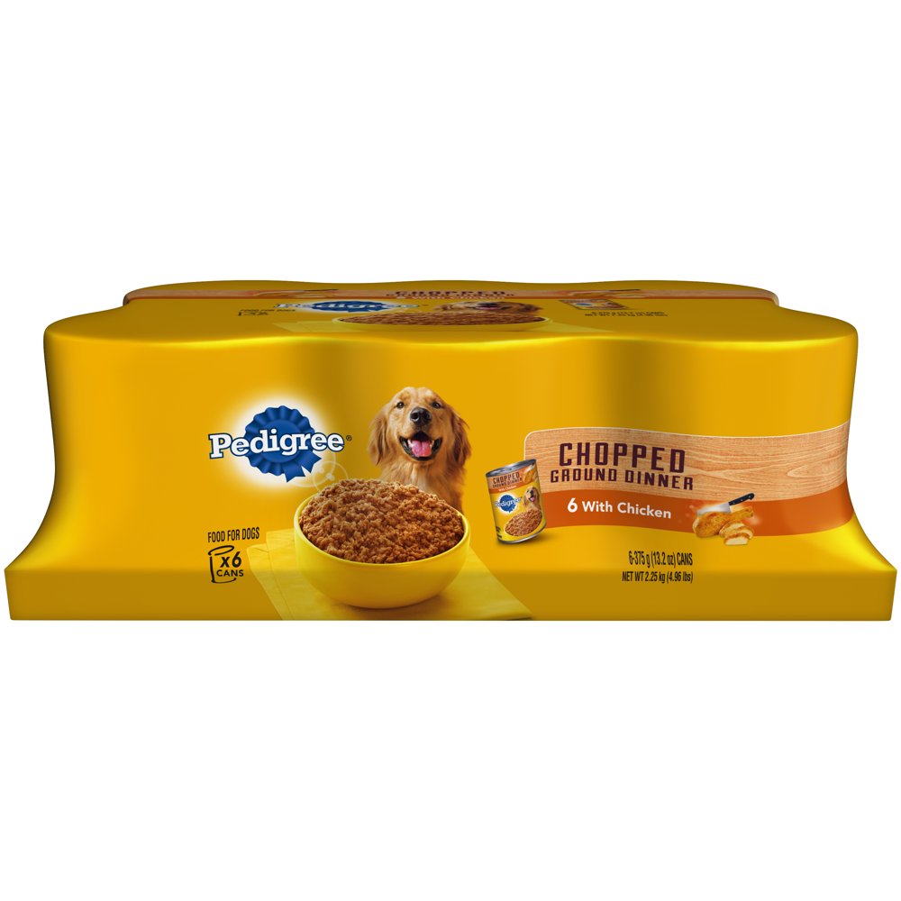 (6 Pack) PEDIGREE Chopped Ground Dinner Chicken Canned Wet Dog Food, 13
