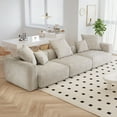 thumbnail image 4 of The Magic Home 3-Seater Modular Convertible Corduroy Sectional Sofa, Beige, 4 of 9
