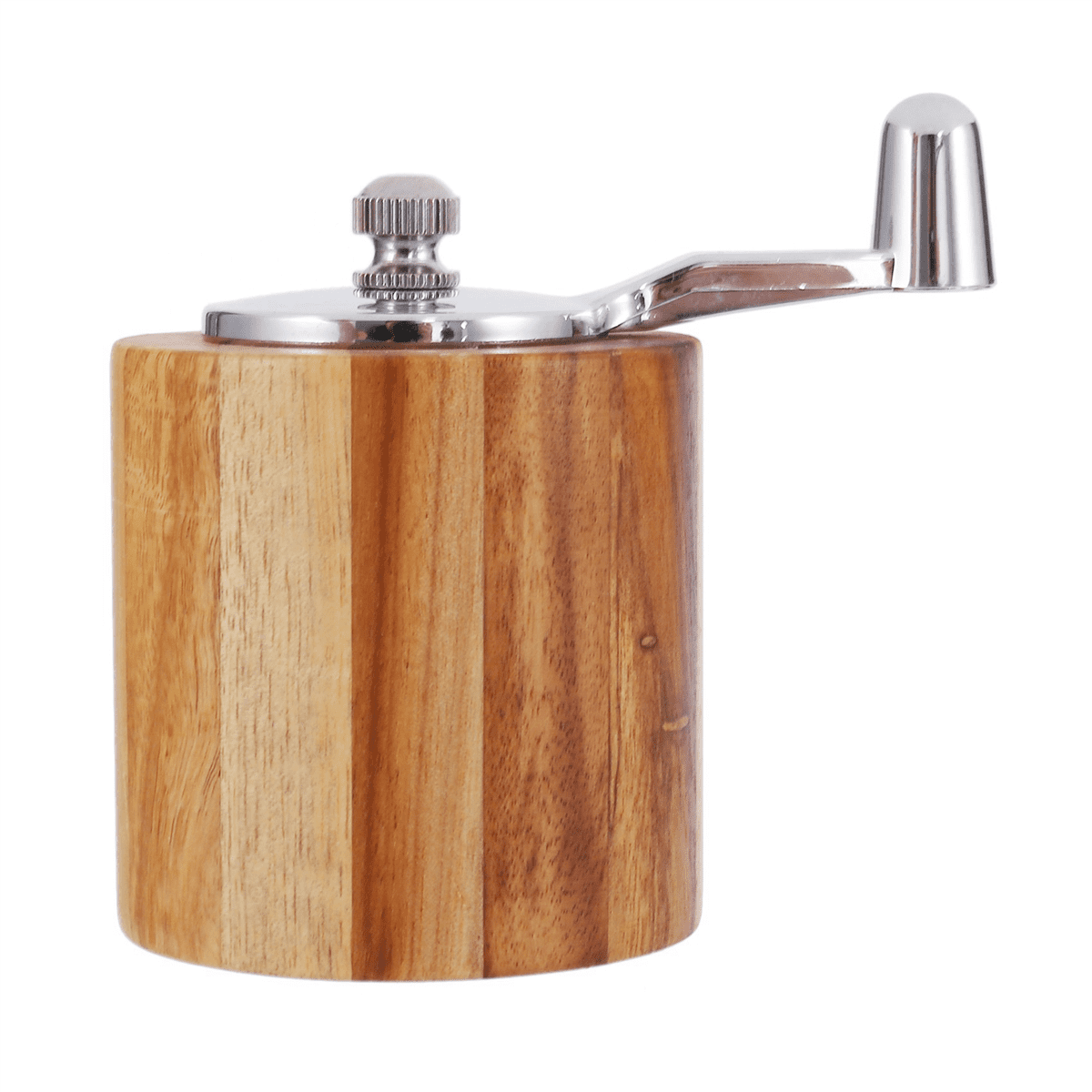 5X Pepper Mill, Hand Crank Wood Pepper Grinder with Classic Handle and Adjustable Ceramic Rotor