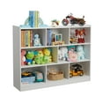 thumbnail image 3 of 3-Tier Bookshelf, 8-Section Wooden Bookcase, Storage Organizer with Anti-Tilt Device, Modern Storage Display Cabinet for Living Room, Classroom, Kid’s Room (White), 3 of 7