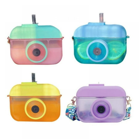 

Camera Shape Travel Water Bottles with Straw And Lid Outdoor Milk Mug with Lanyard Tea Coffee Cup for Girl Women Birthday Gift