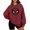 Wine, variant on Women's Spider Mask Graphic Sweatshirt, Solid Long Sleeve Crewneck Casual Loose Pullover for Fall Winter Streetwear, Light Gray, L