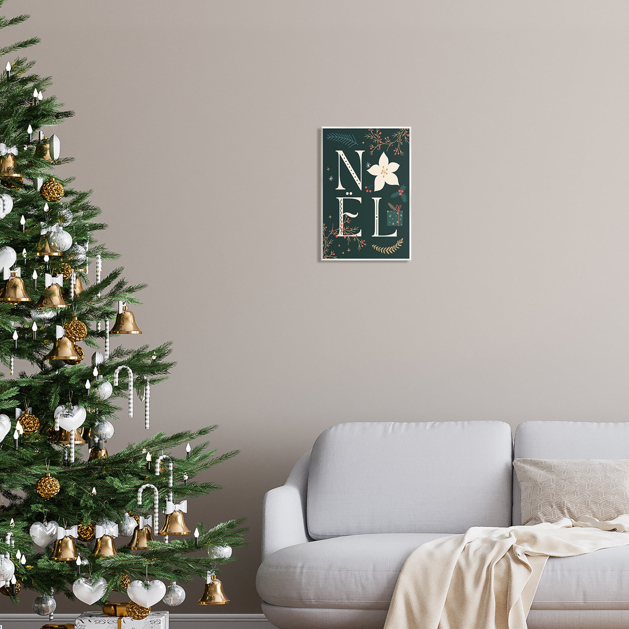 Stupell Industries Noel with Christmas Bloom Holiday Painting Unframed Art Print Wall Art, 10 x 15