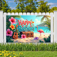 thumbnail image 6 of Tropical Theme Birthday Party Banner Floral Design Guitar Decor Happy Birthday for Beach Celebration Summer Event Tropical Party, 6 of 7