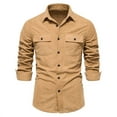 thumbnail image 2 of FAIWAD Mens Corduroy Shirts Long Sleeve Lapel Button Up Shirts Casual Outdoor Dress Shirt, 2 of 4
