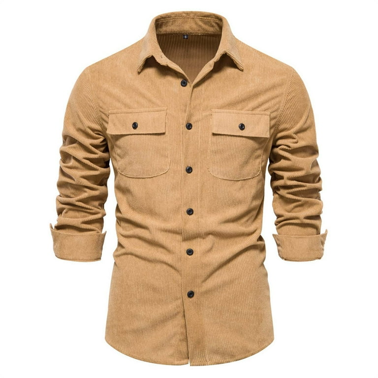 Corduroy Mens Thermal Button Shirt NoxwB Men's Fall Winter Casual
