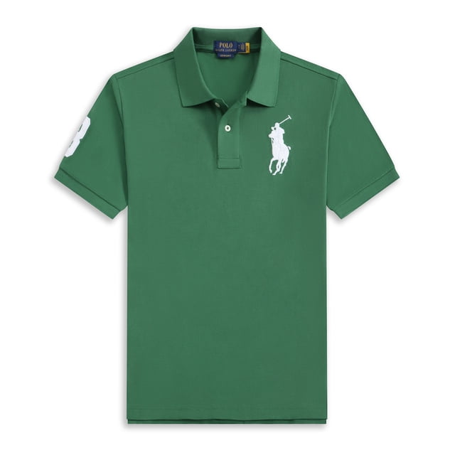 Short Sleeve Polo Shirt Men's Loose Plus Size Lapel Solid Color Cotton Embroidered Shirt