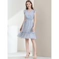 thumbnail image 3 of INSPIRE CHIC Women's Flutter Sleeves V Neck Smocked Waist Ruffle Floral Dresses, 3 of 6