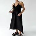 thumbnail image 2 of PENGXIANG Robe Sans Manches pour Femmes avec Ourlet Asymétrique en Couleur Unie pour l'Été, 2 of 9