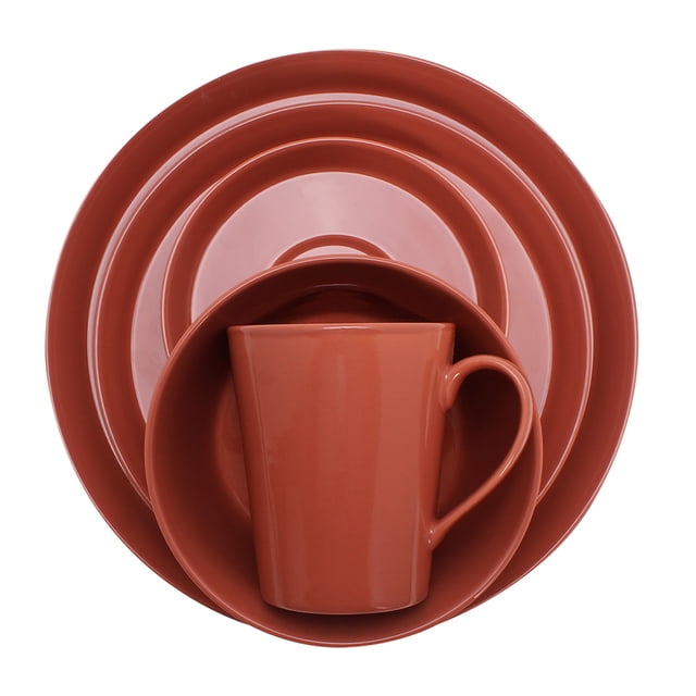 Vajilla de Porcelana Crown Baccara Terracota de 20 piezas Crown Baccara Terracota