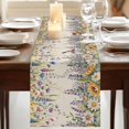 thumbnail image 3 of Table Runners 70 Inches Long Dress Scarves, Spring Floral Farmhouse Coffee/Dining/Kitchen Table Decor, Holiday Table Runner, Daisy Sunflowers Wisteria Hummingbird Beige 13x70 Inch, 3 of 9