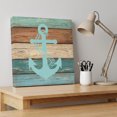 thumbnail image 4 of Ships Next Day Canvas Wall Art 10"x10",Turquoise Anchor Wood Framed Canvas Print Painting,Nautical Brown Green Retro Wood Grain Ready to Hang Small Picture Wall Decor for Home Kitchen Nursery Office, 4 of 9