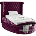 thumbnail image 2 of Meridian Furniture Luxus Purple Velvet Twin Bed, 2 of 5