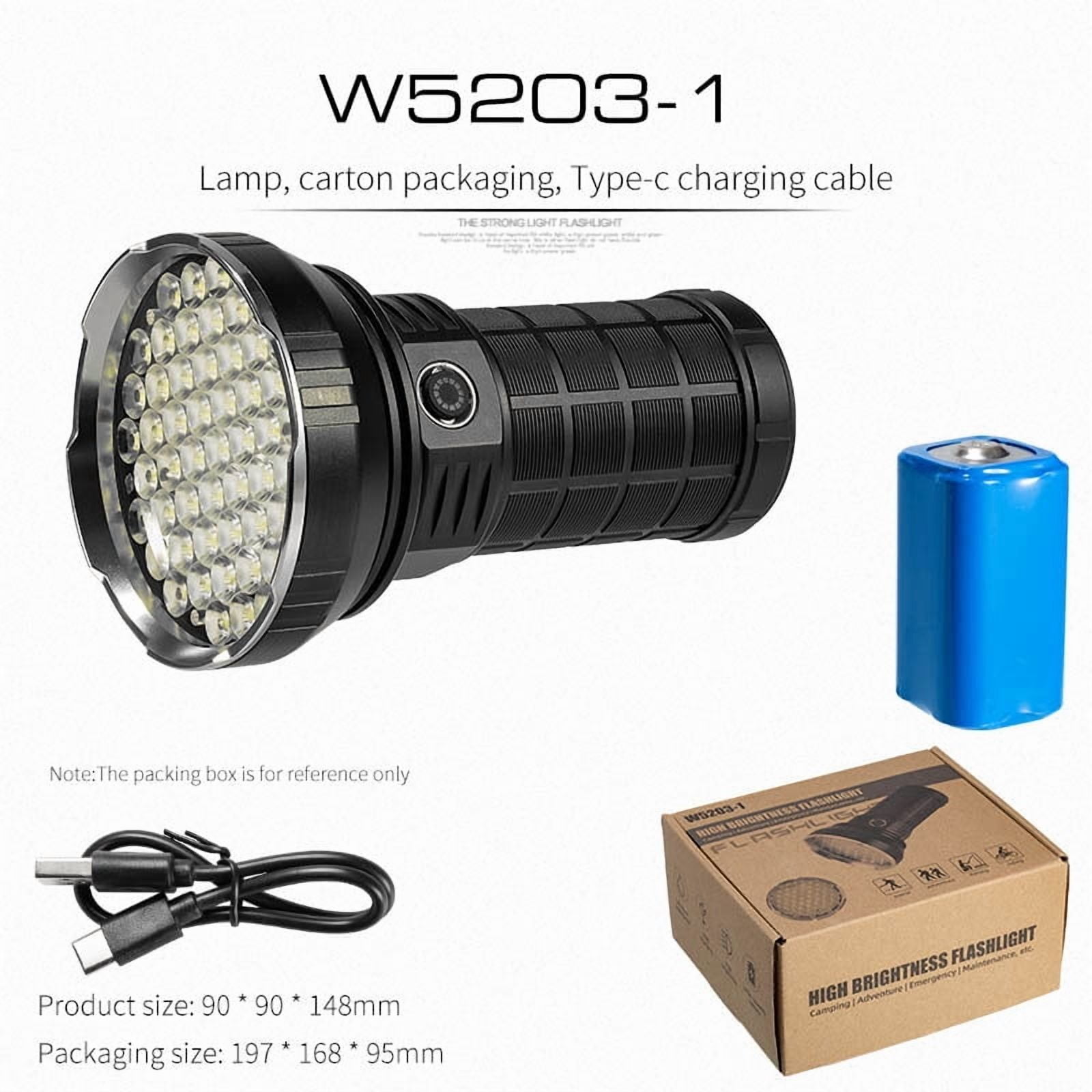 The Brightest Flashlight in The World 4800 LumensFlashlight Glare Flashlight Camping Light Waterproof IPX-8 1308M Rechargeable 18500 Battery 5 Level LED Glare Flashlight