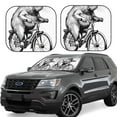 thumbnail image 1 of Balery Capybara Riding Bicycle Parasol para parabrisas de coche de 2 piezas | Parasol plegable para parabrisas delantero de coche para la mayoría de sedanes-Large, 1 of 6