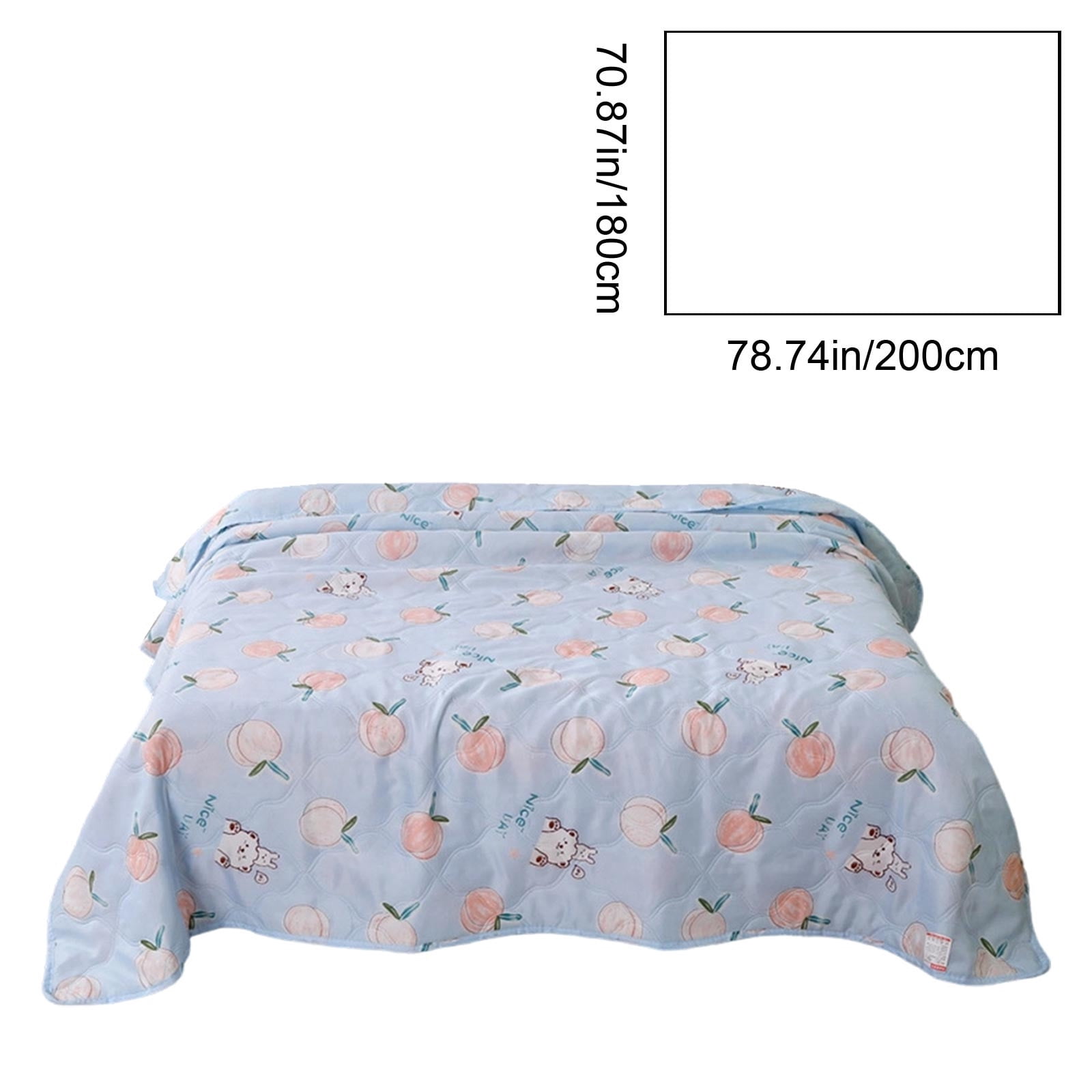 YiJuHui Washed Cotton Quilt, Lightweight Summer Air Conditioning Blanket, Soft Breathable Peach Bear Print Bedspread, Machine Washable Thin Throw for Couch Travel