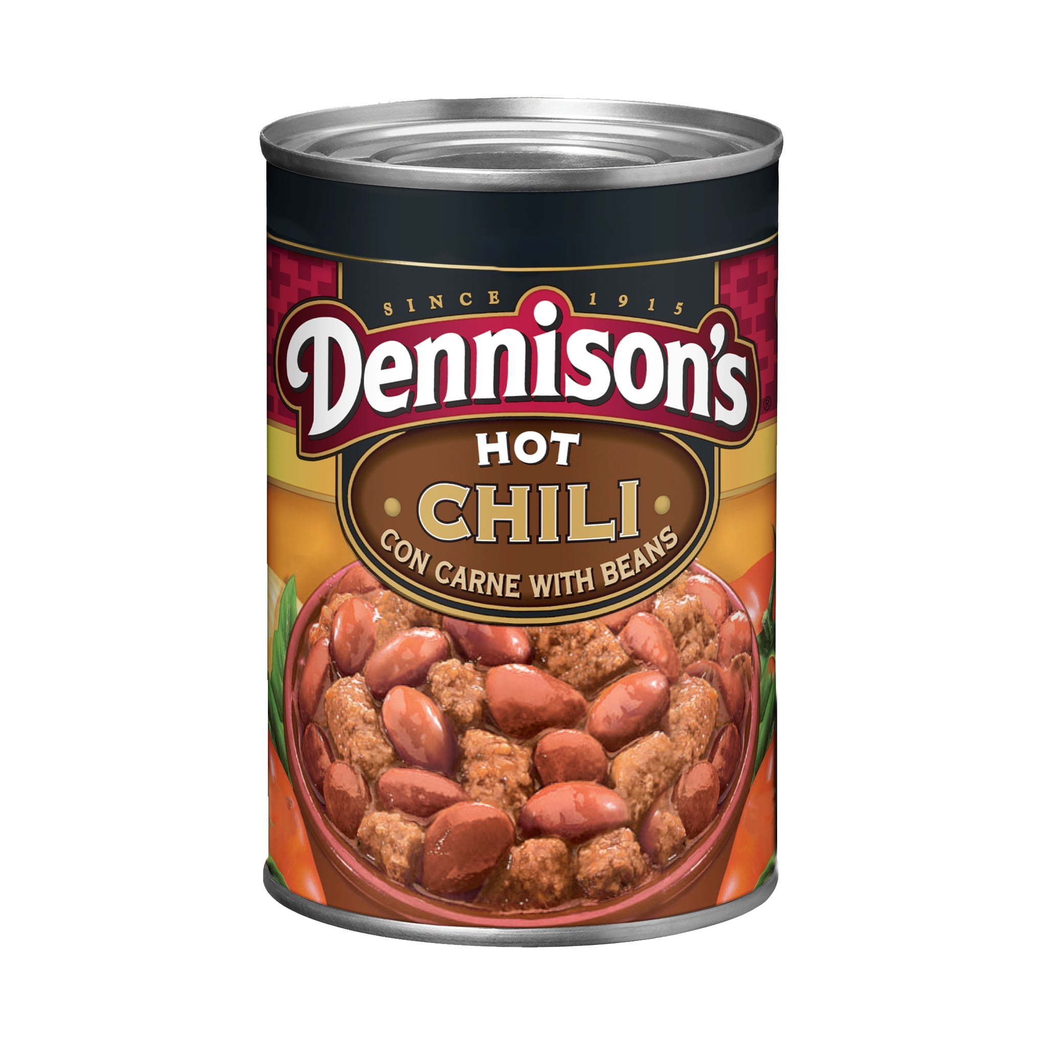Dennison's Hot Chili Con Carne with Beans, Canned Chili, 15 OZ