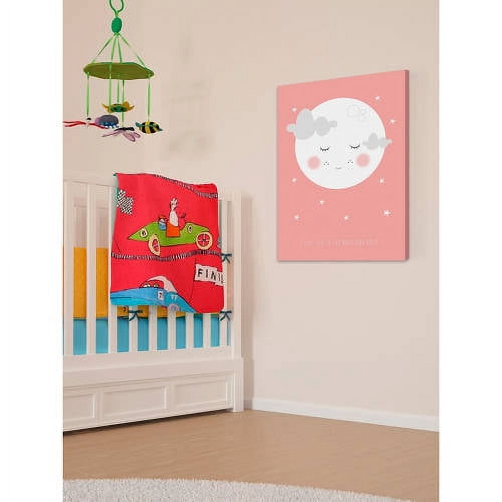 MARMONT HILL  - 'Moon Face Pink' by Karen Zukowski Painting Print on Wrapped Canvas - Multi-Color 12 x 18