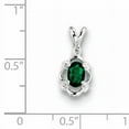 thumbnail image 3 of Sterling Silver Rhodium-Plated Created Emerald & Diam. Pendant (17 X 8) Made In India qbpd21may, 3 of 3