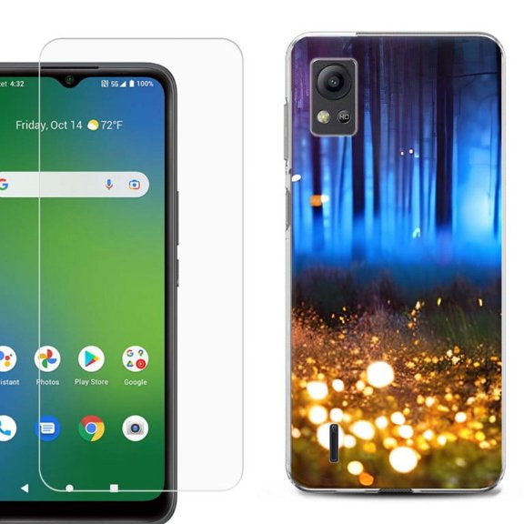 OneToughShield ® Compatible with Cricket Icon 5, Fashion Phone Case, with Tempered Glass Screen Protector - Fireflies