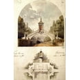 thumbnail image 2 of Vaudremer, Emile 22x32 Black Ornate Wood Framed with Double Matting Museum Art Print Titled - Design for a Railway Bridge, 2 of 4
