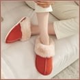 thumbnail image 4 of Womens Slipper Memory Foam Fluffy Soft Warm Slip On House Slippers,Anti-Skid Cozy Plush for Indoor Outdoor(Brick Red), 4 of 7