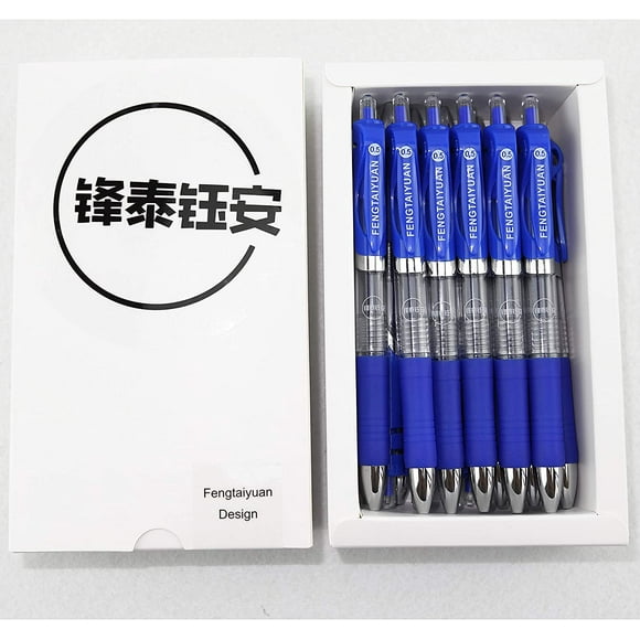 Fengtaiyuan ADBP18CA, Stylos Gel Rétractables, 0.5mm, Encre Bleue, Point Supplémentaire, Écriture Lisse, Pack de 18 (Bleu-0.5mm)