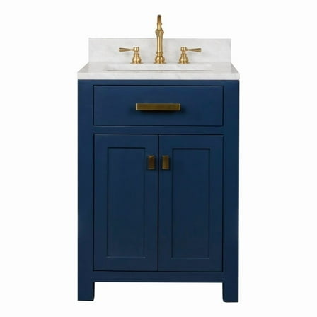 Water Creation Madison 24" Solid Hardwood Single Bathroom Vanity in Blue/Gold