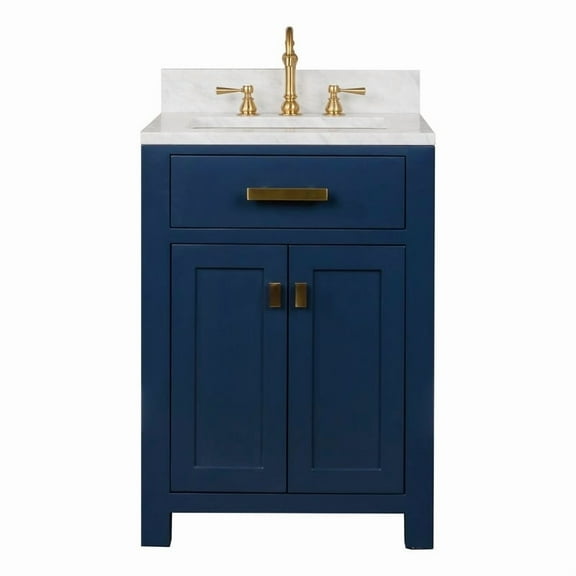 Water Creation Madison 24" Solid Hardwood Single Bathroom Vanity in Blue/Gold