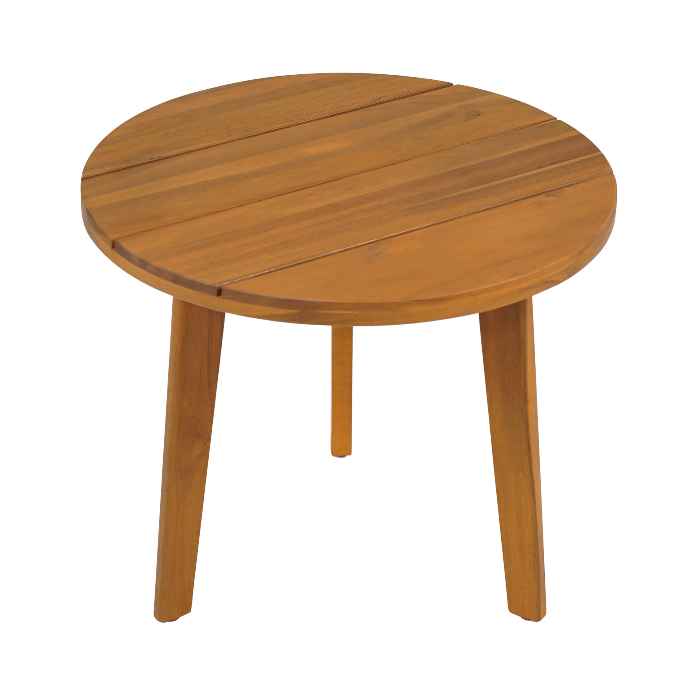 Christopher Knight Home Round Outdoor End Table with Slatted Top, Acacia Wood Frame, Patio Side Table, Teak