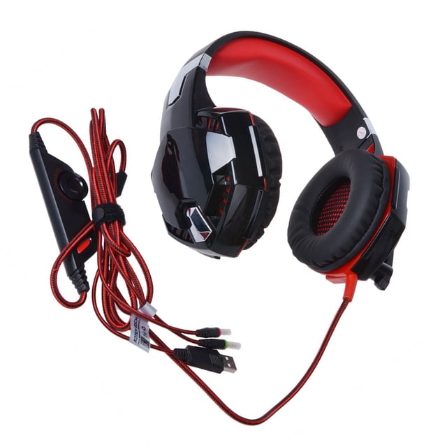 Inteprter CADA G2000 Auricular con cable Controlador de consola de juegos para computadora Auricular Micrófono para juegos Auricular con LED Videojuegos y accesorios negro rojo