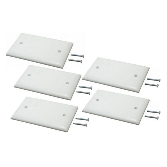 Single Gang Plastic White Electric Box Blank Face Wall Plate Cover (5/pk) 1-Gang