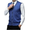 thumbnail image 5 of ZRGHAOYLQ Men's Button Down Sweater Vest Dressy Casual V Neck Cardigan Sweaters Lightweight Sleeveless Knitted Vests for Work Office, 5 of 8