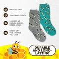 thumbnail image 4 of Foozys Small/Medium Novelty Crew Socks | Buzzy Bees Cute, Fun & Makes a Great Gift! | 2 Pair (Green & Grey) | Women’s Shoe Size 4-10, 4 of 8