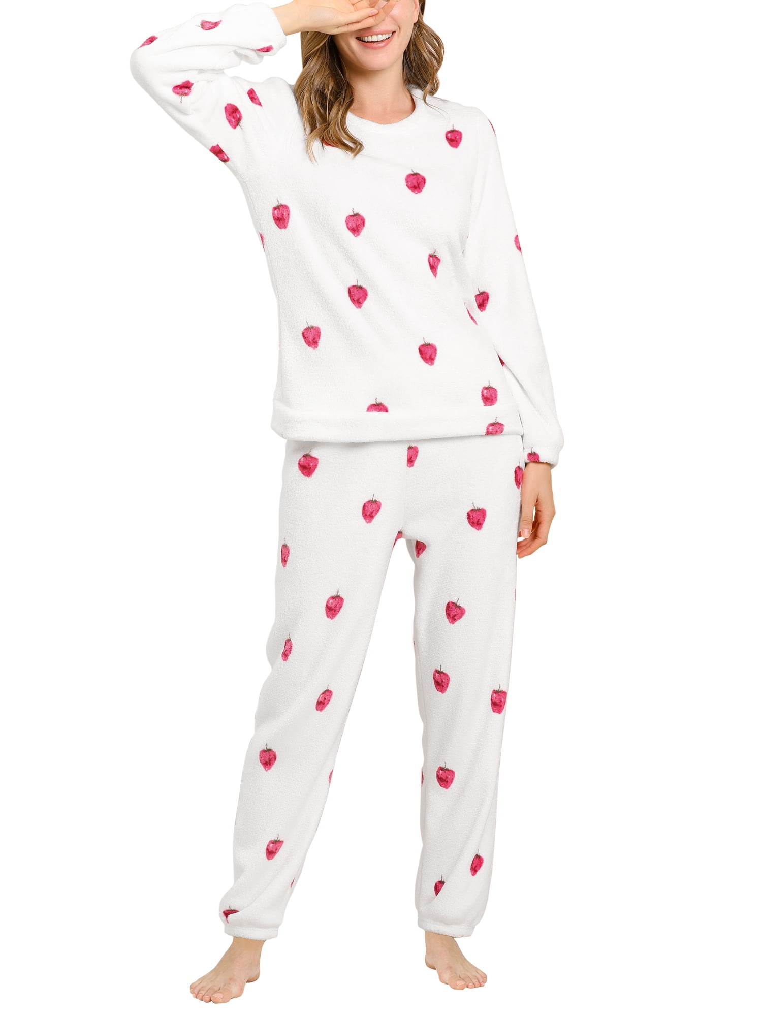 Unique Bargains Women's Winter Loungewear Sleepwear Flannel Pajama Set 