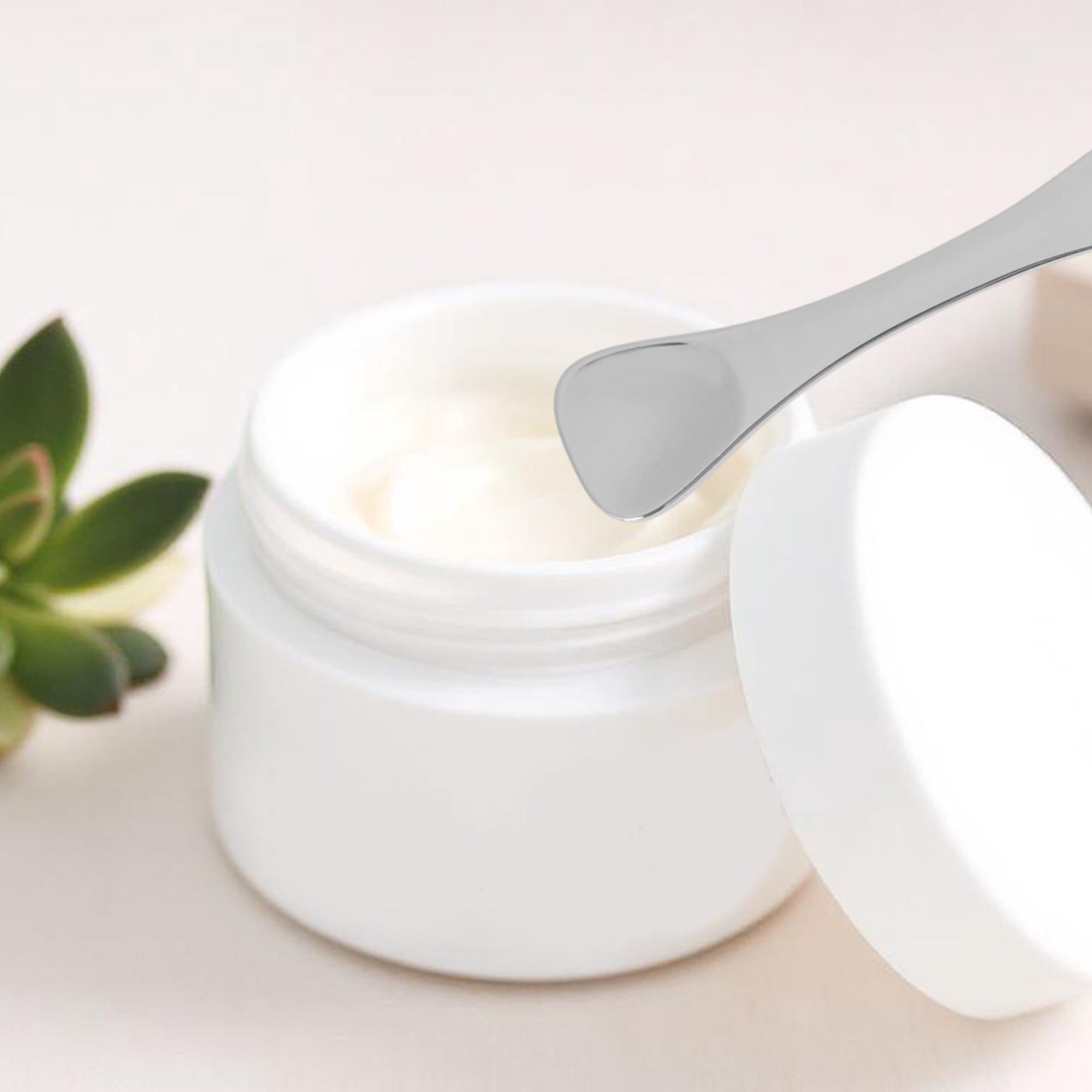 Unique Bargains Sturdy Mini Makeup Cosmetic Spoon 2pcs Silver Tone