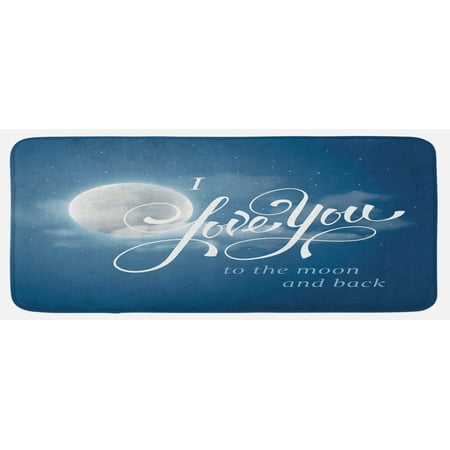 

I Love You Kitchen Mat Night Sky with Full Moon Between Stars Cloud Dramatic Romance Wedding Image Plush Decorative Kitchen Mat with Non Slip Backing 47 X 19 Dark Blue Pearl by Ambesonne