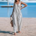 thumbnail image 5 of Cotton Linen Jumpsuits for Women Loose Casual Summer Outfits Dressy Sleeveless Pants Rompers with Pockets, 5 of 5