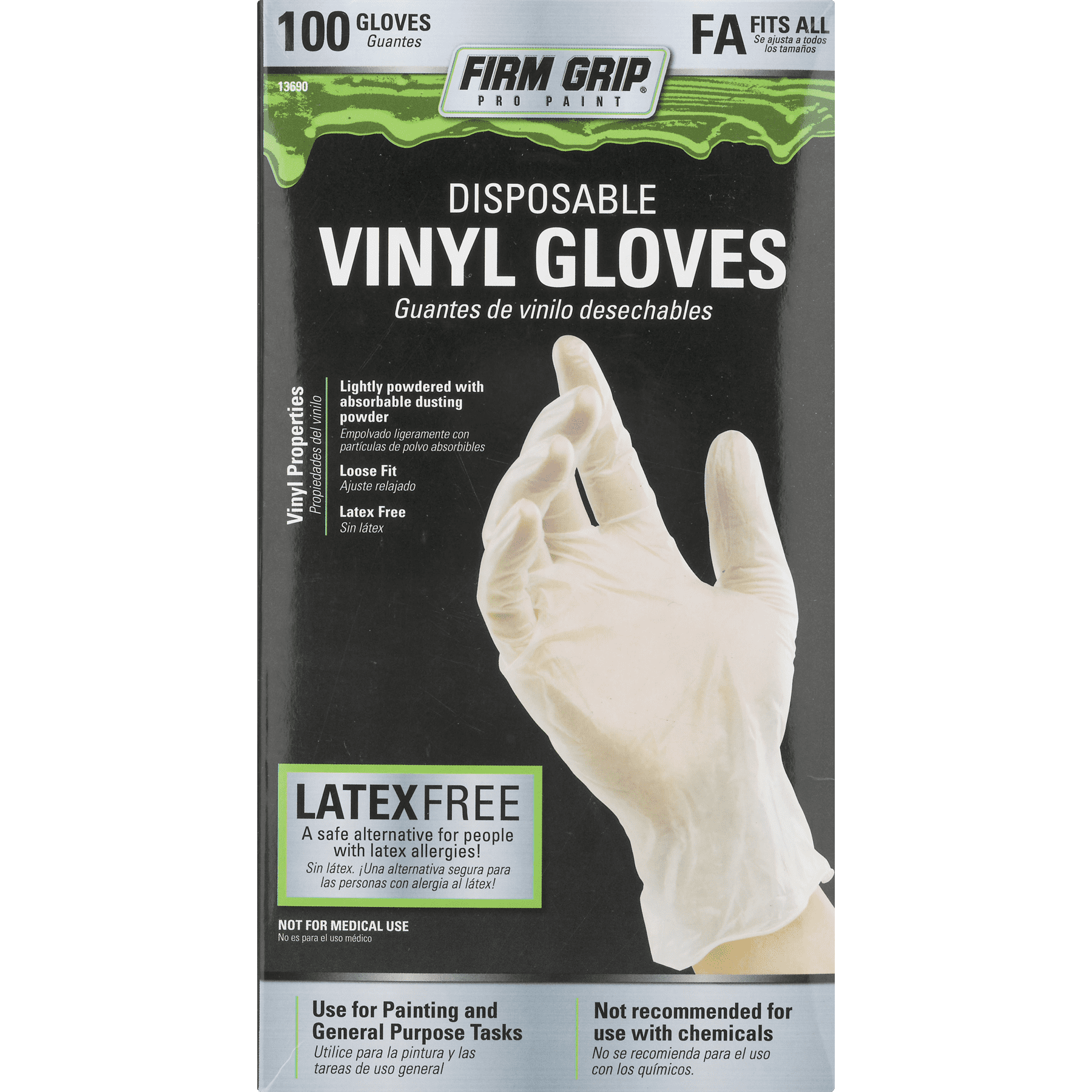 Firm Grip 100 General-Purpose DISPOSABLE NITRILE GLOVES Latex Free SNUG FIT 