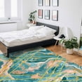 thumbnail image 5 of Area Rugs Indoor Non-Slip Rectangle Rug 2x3 Ft Turquoise Marble Abstract Geometric Contemporary Art Rug Rubber Backing Floor Mats Non Shedding Home Decor Carpet for Entryway Living Room, 5 of 8