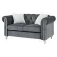 thumbnail image 2 of Raisa 60" Gray Velvet 2-Seater Sofa with 2-Throw Pillow, 2 of 4