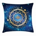 thumbnail image 1 of Galaxy Mandala Throw Pillow Cushion Cover, Sacred Geometry Emblem on Bokeh Style Background, Decorative Square Accent Pillow Case, 24 X 24 Inches, Pale Coffee Night Blue and Cobalt Blue, by Ambesonne, 1 of 2
