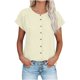 thumbnail image 3 of TaTaai Women's short sleeve crew neck top, linen cotton fabric, solid color, button cuffs, cutout detail, pullover style, casual loose fit, soft breathable, ideal for daily outings Gift, 3 of 8