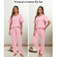 thumbnail image 4 of ANLIQI 100% Cotton Pajamas for Women Short Sleeve Sleepwear & Pants 2 Piece Pjs Loungewear Pj Set with Pocket S-XXL(Pink,M), 4 of 7