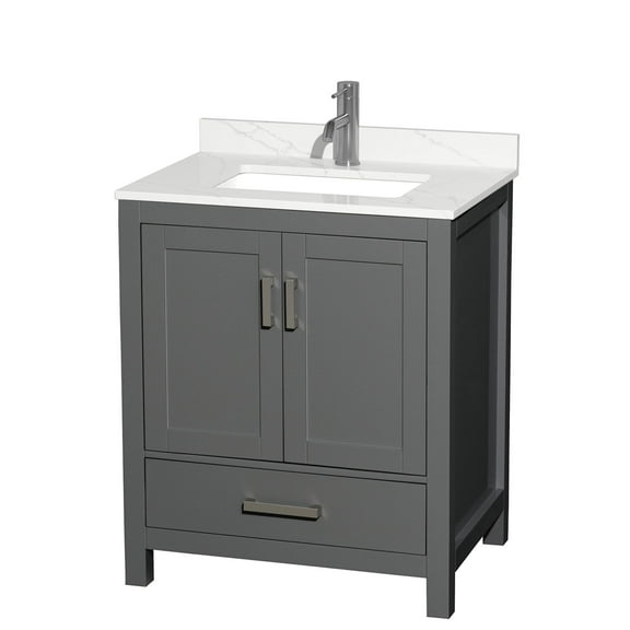 Wyndham Collection Wcs141430s-Qtz-Unsmxx Sheffield 30" Free Standing Single Basin Vanity