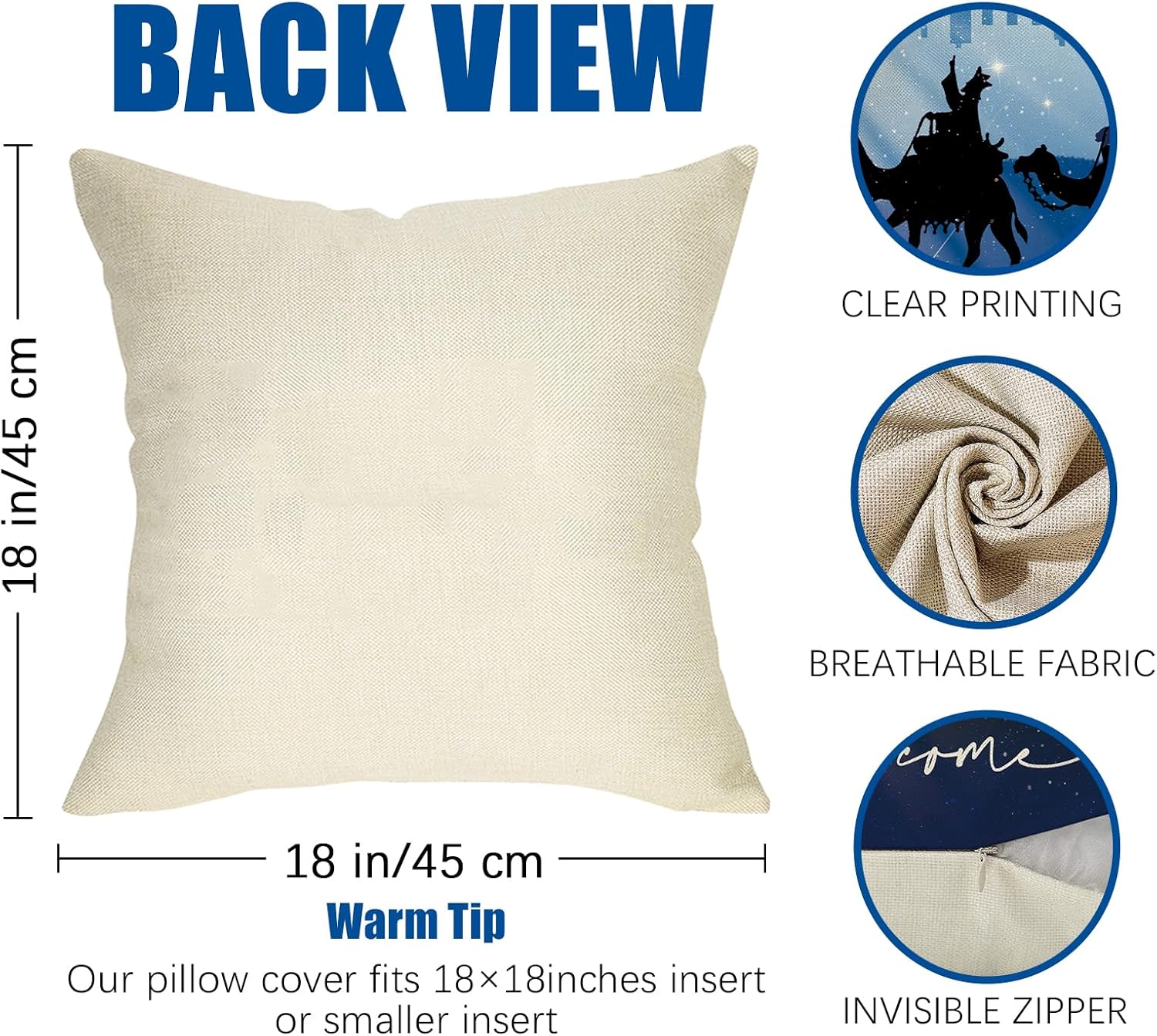 Christmas O Holy Night Decorative Throw Pillow Covers 18x18 Set of 4, Religious Xmas Jesus Nativity Navy Blue Outdoor Pillowcase, Rejoice in The Lord Winter Holiday Cushion Case Home Decor